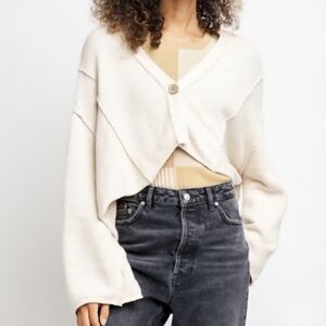 Free People We The Free Tera Cropped Cardigan Oversized Size S